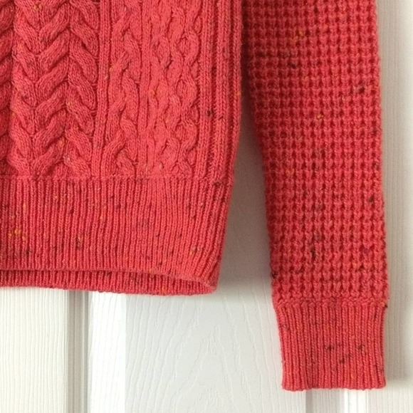 a.n.a Speckled Wool Blend Cable & Waffle Knit Sweater Hot Pink Small - Picture 6 of 10